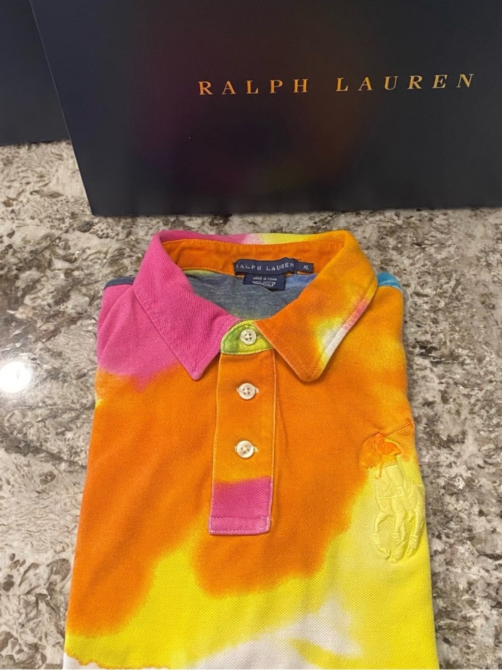 Polo Ralph Lauren Tie-Dye Polo in Orange, Pink, Yellow